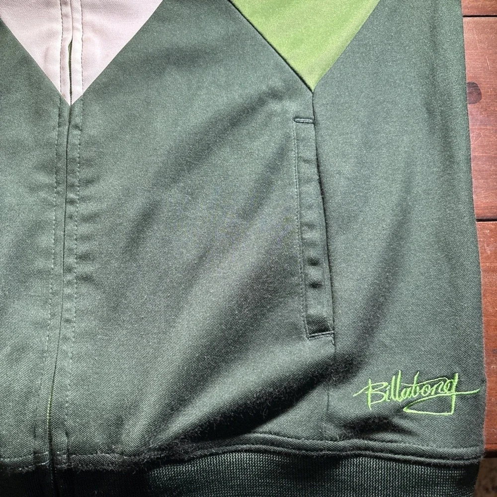 Billabong Nova Check Vintage Track Jacket Men's Large. Green Argyle.‎